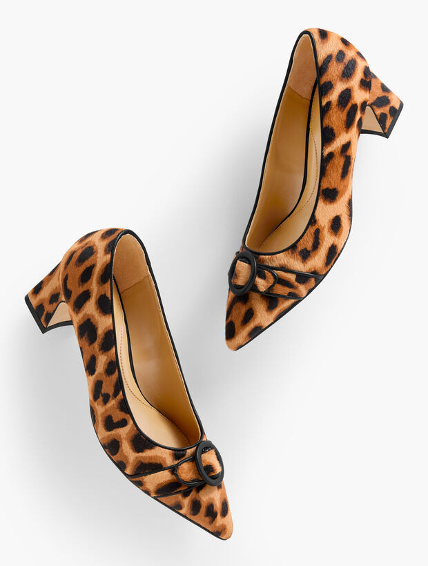 Edith Flare Heel Pumps - Leopard Calf Hair | Talbots