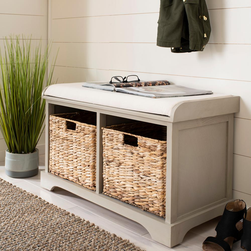 Safavieh Freddy Vintage Grey Storage Bench, Vintage Gray | The Home Depot