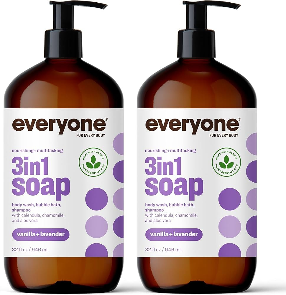 Everyone 3-in-1 Soap, Body Wash, Bubble Bath, Shampoo, 32 Ounce (Pack of 2), Vanilla and Lavender... | Amazon (US)