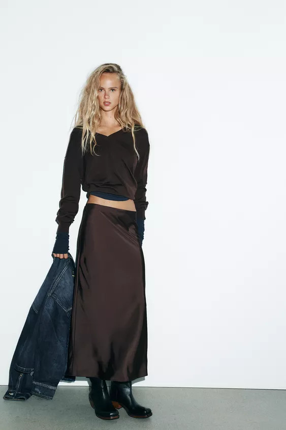 SATIN MIDI SKIRT | Zara US