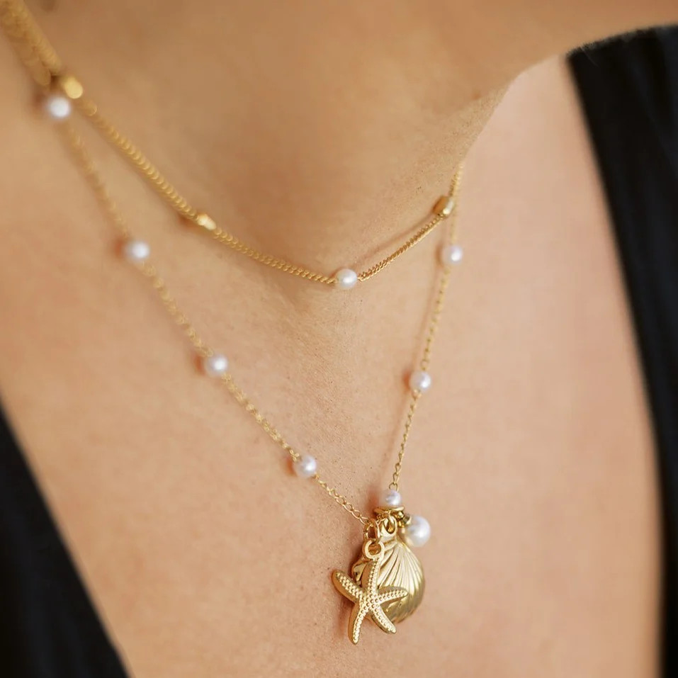 Azure Starfish & Pearl Shell Necklace | Liv Bella Vita