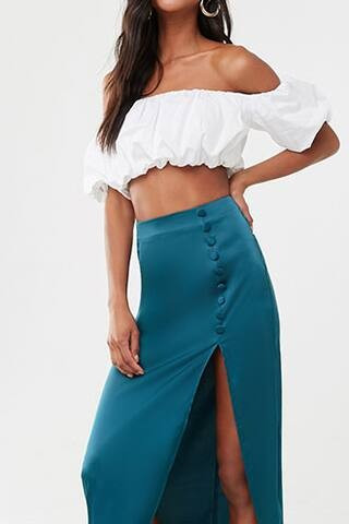 Forever 21 Satin Maxi Skirt , Green | Forever 21 (US)