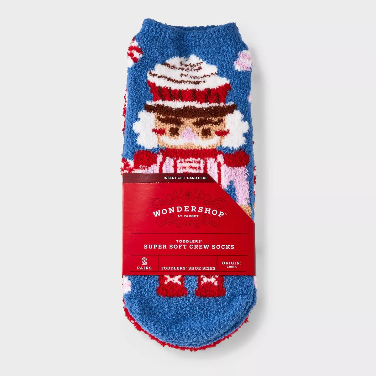 Toddler 2pk Candy Nutcracker Cozy Socks with Gift Card Holder - Wondershop™ Blue 2T-3T | Target