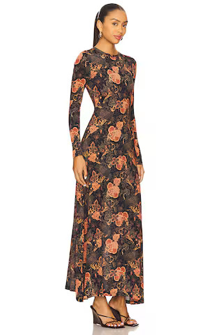 Ulla Johnson Amari Jersey Long Sleeve Dress in Night Lily from Revolve.com | Revolve Clothing (Global)