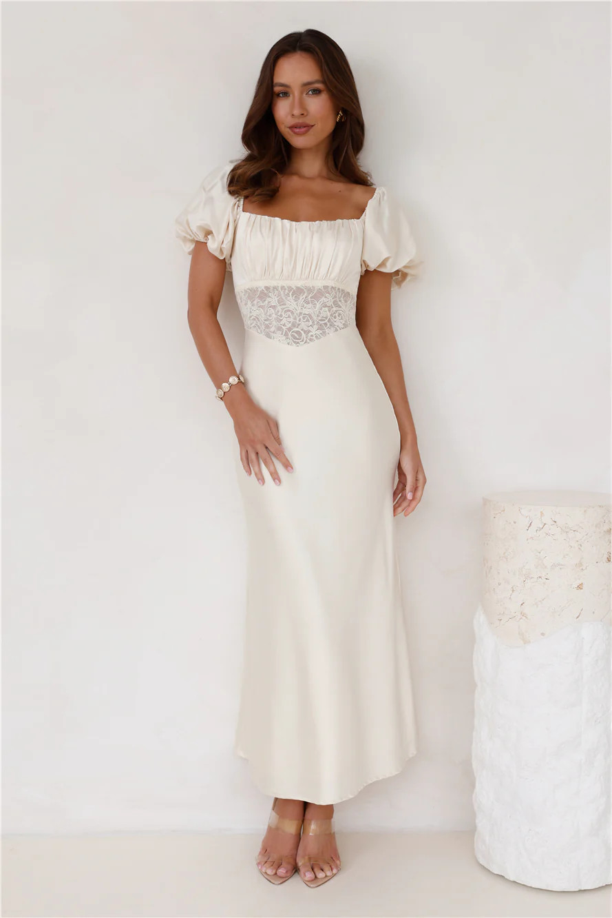 Connected By Love Satin Maxi Dress Butter | Hello Molly (US)