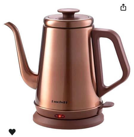 Gooseneck electric tea or coffee kettle $33

Copper gold white black and many other colors 

#LTKHome #LTKGiftGuide #LTKOver40
