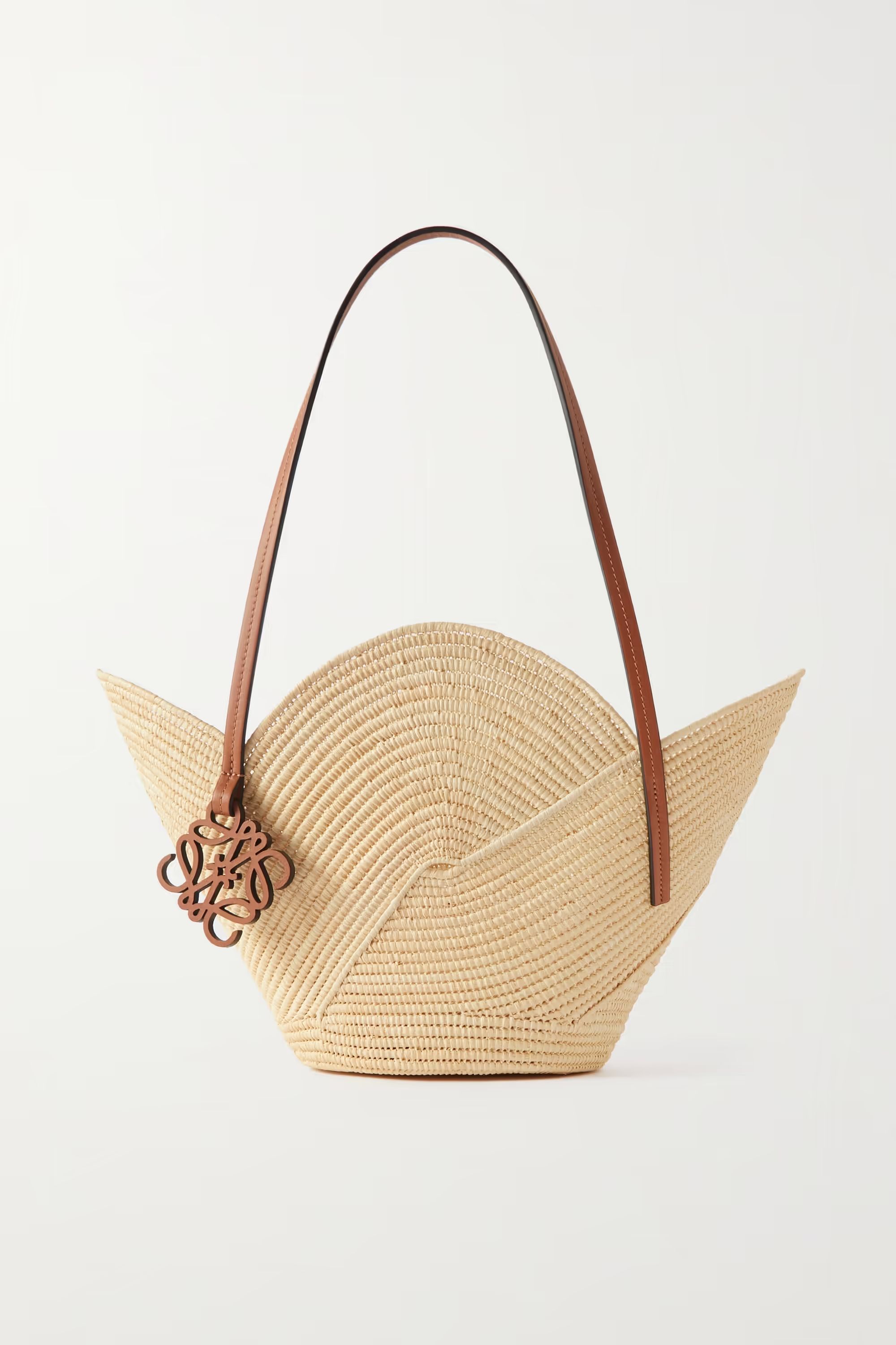 + Paula's Ibiza Petal Basket leather-trimmed raffia tote bag | NET-A-PORTER (US)