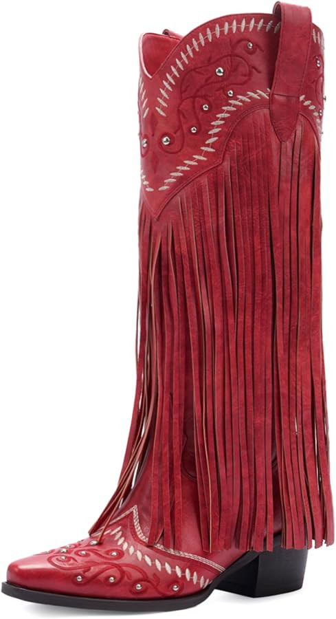 Fringe Cowboy Boots for Women Knee High Cowgirl Boots | Amazon (US)