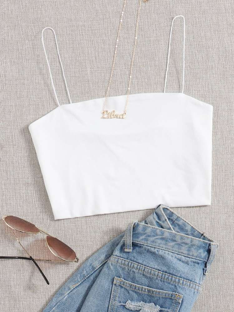 Solid Slim Cami Crop Top | SHEIN