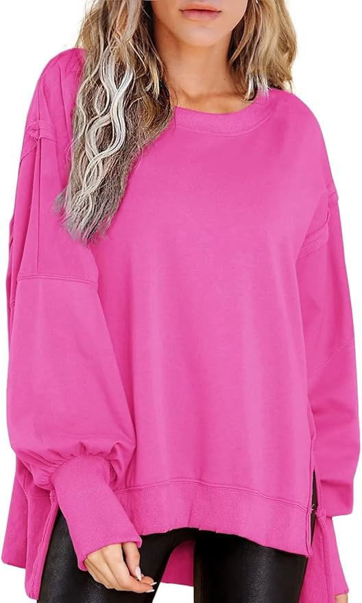BWQ Womens Oversized Sweatshirt Crewneck Long Sleeve Shirts Pullover Sweatshirts S-2XL | Amazon (US)
