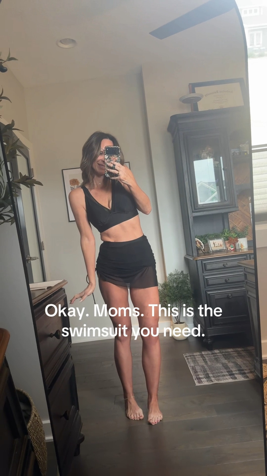 Okay these suits are so so good. High waisted, adjustable mesh sarong, and a long line adjustable strap swim top this fits tts, I’m in a small. Super great quality and feels way more expensive than it is. #bloomingjelly

#LTKSwim #LTKSeasonal #LTKOver40