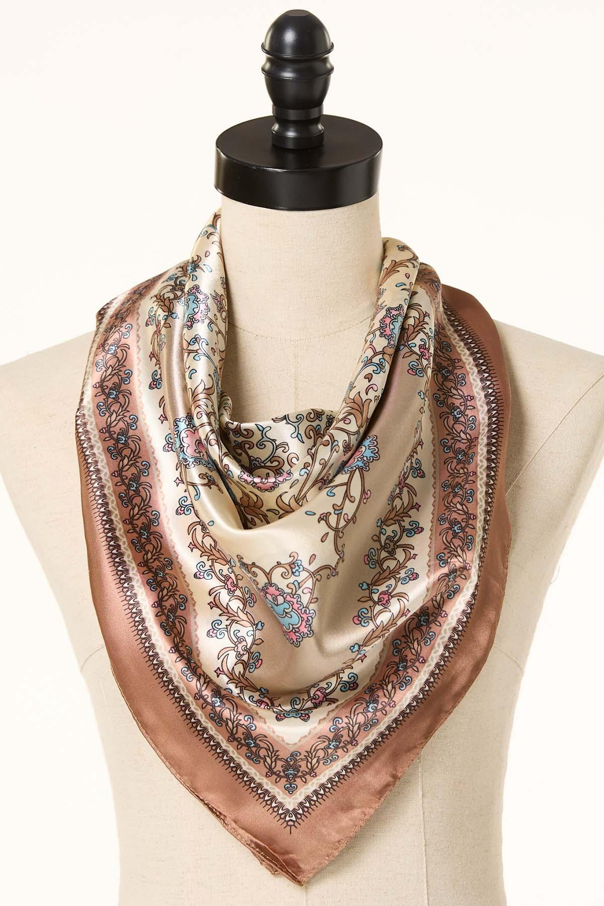 Paisley Printed Satin Square Scarf | Cato Fashions