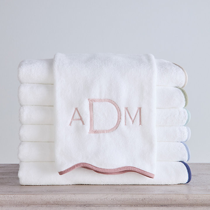 Ellie Scalloped Towels with Turkish Cotton & Colorful Trim Options | Ballard Designs, Inc.