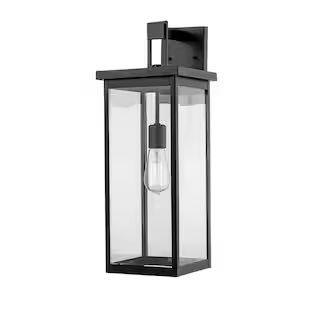 Millennium Lighting 22 in. 1-Light Powder Coat Black Outdoor Wall-Light Sconce with Clear Glass | The Home Depot