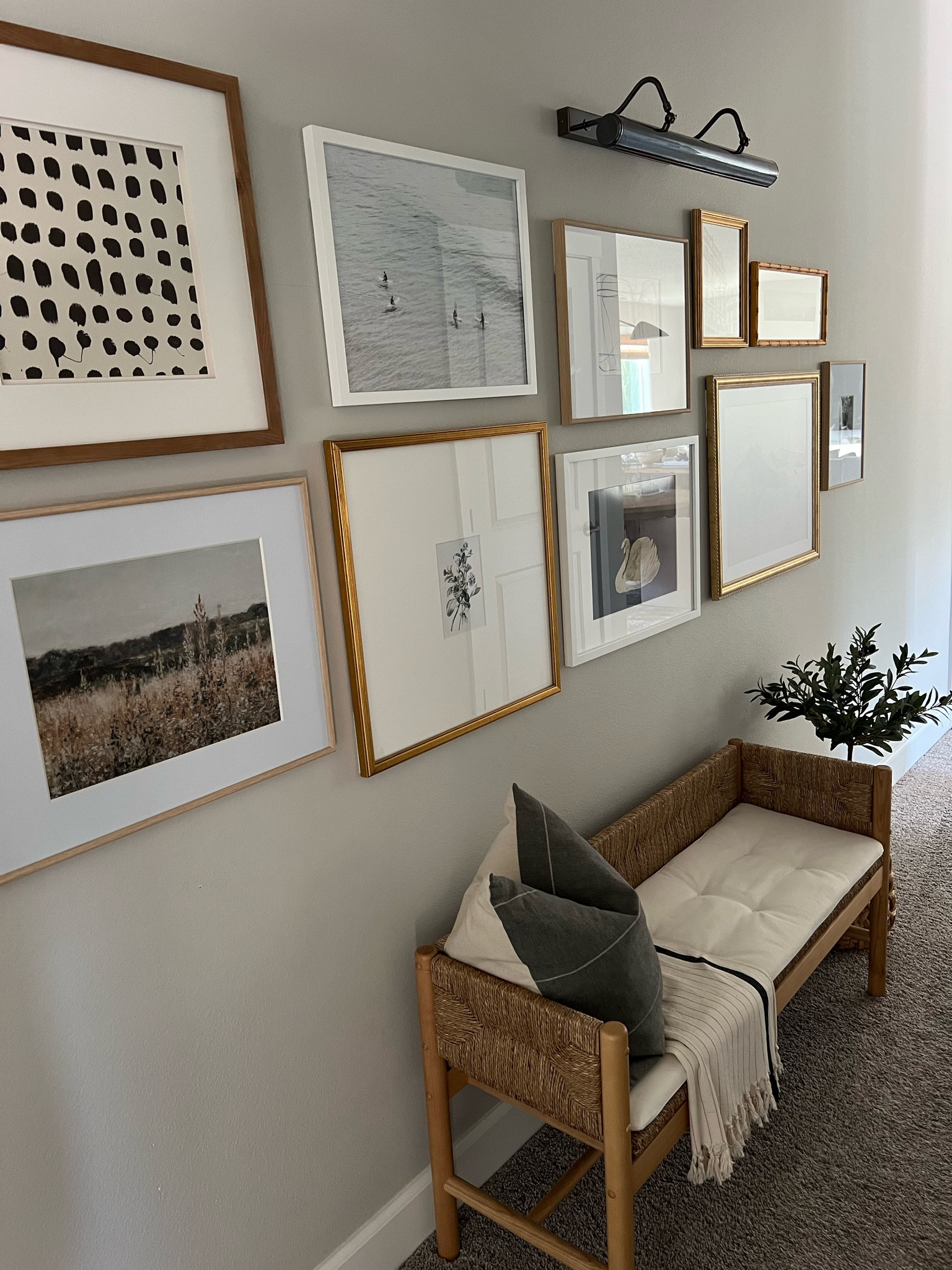 Added this beautiful picture light to my gallery wall…the missing piece to the puzzle!

Gallery wall, picture light, antique brass, Etsy, mcgee and co 