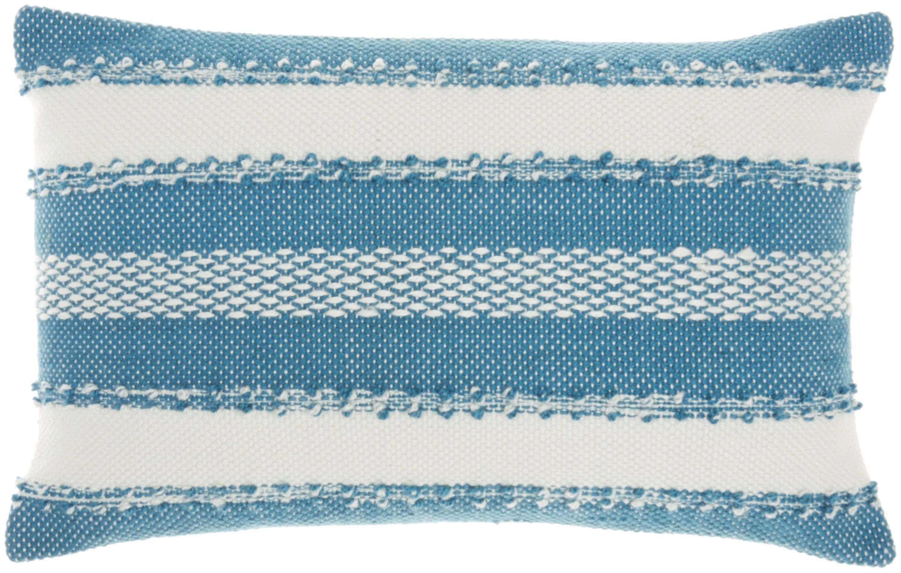 Mina Victory Polyester Outdoor Woven Stripes & Dots Throw Pillow in Turquoise | Walmart (US)