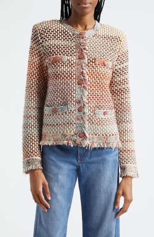 Veronica Beard Sariyah Ombré Knit Jacket in Red Multi at Nordstrom, Size Large | Nordstrom