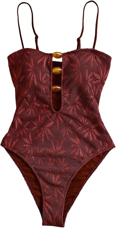 SOLY HUX Women's One Piece Swimsuit Cutout Bathing Suits High Cut Swimwear Vacation Cruise Wear | Amazon (US)