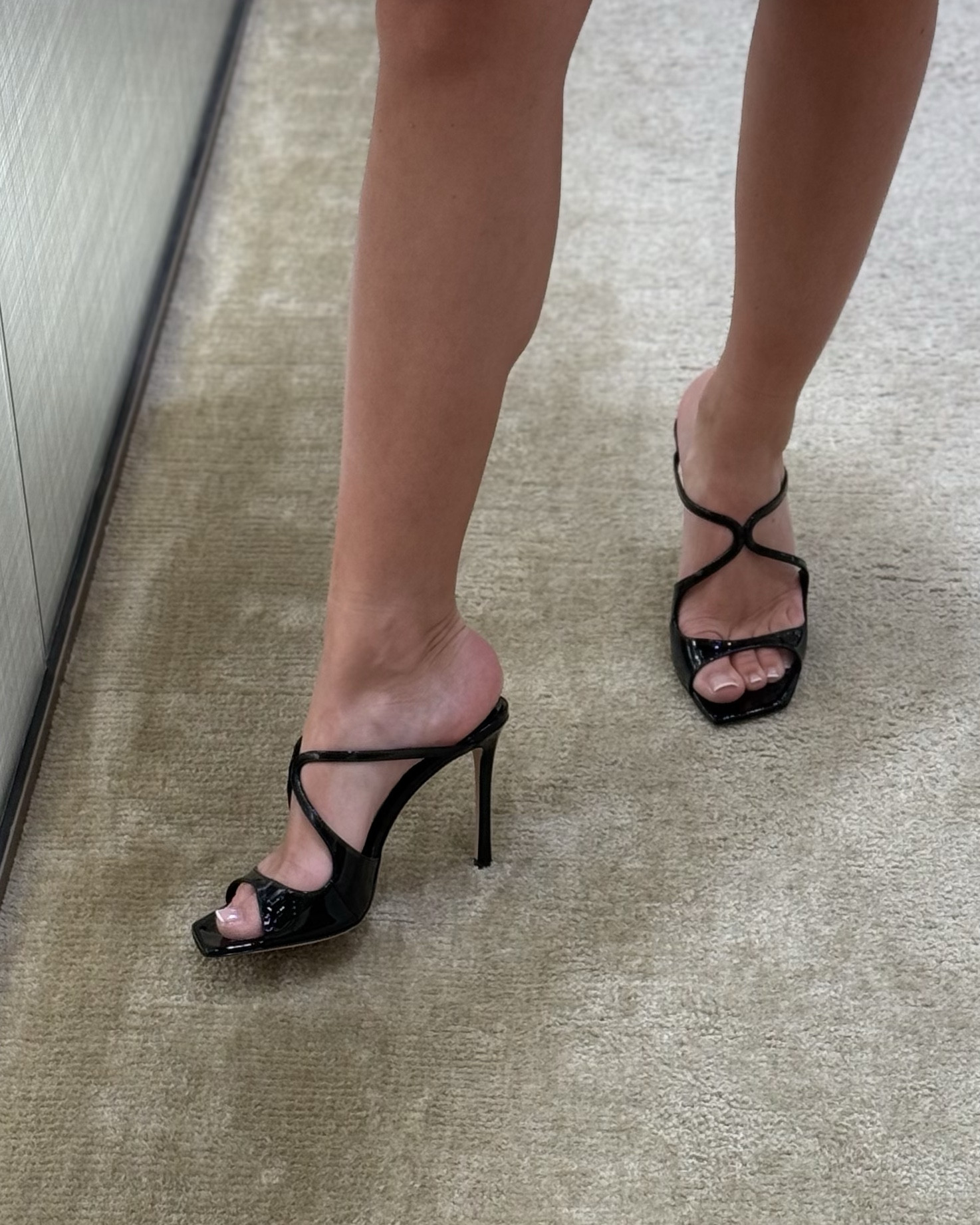 The perfect black sandal with an open back. Comfortable and flattering for your feet and legs. They exist in different heights, wearing the 95 (the lower is 75). Size up an entire size ✨

#LTKStyleTip #LTKShoeCrush