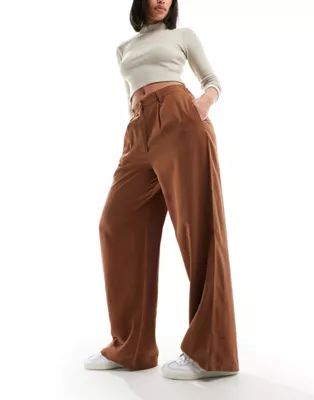 ASOS DESIGN dad pants in brown | ASOS (Global)