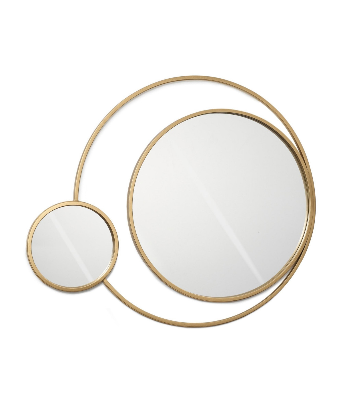 LuxenHome Orbit Modern Gold Metal Frame Round Wall Mirror - Gold | Macy's