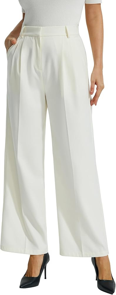 AFITNE Women's Wide Leg Pants High Waist Palazzo Casual Dress Pants Business Work Flowy Trousers ... | Amazon (US)