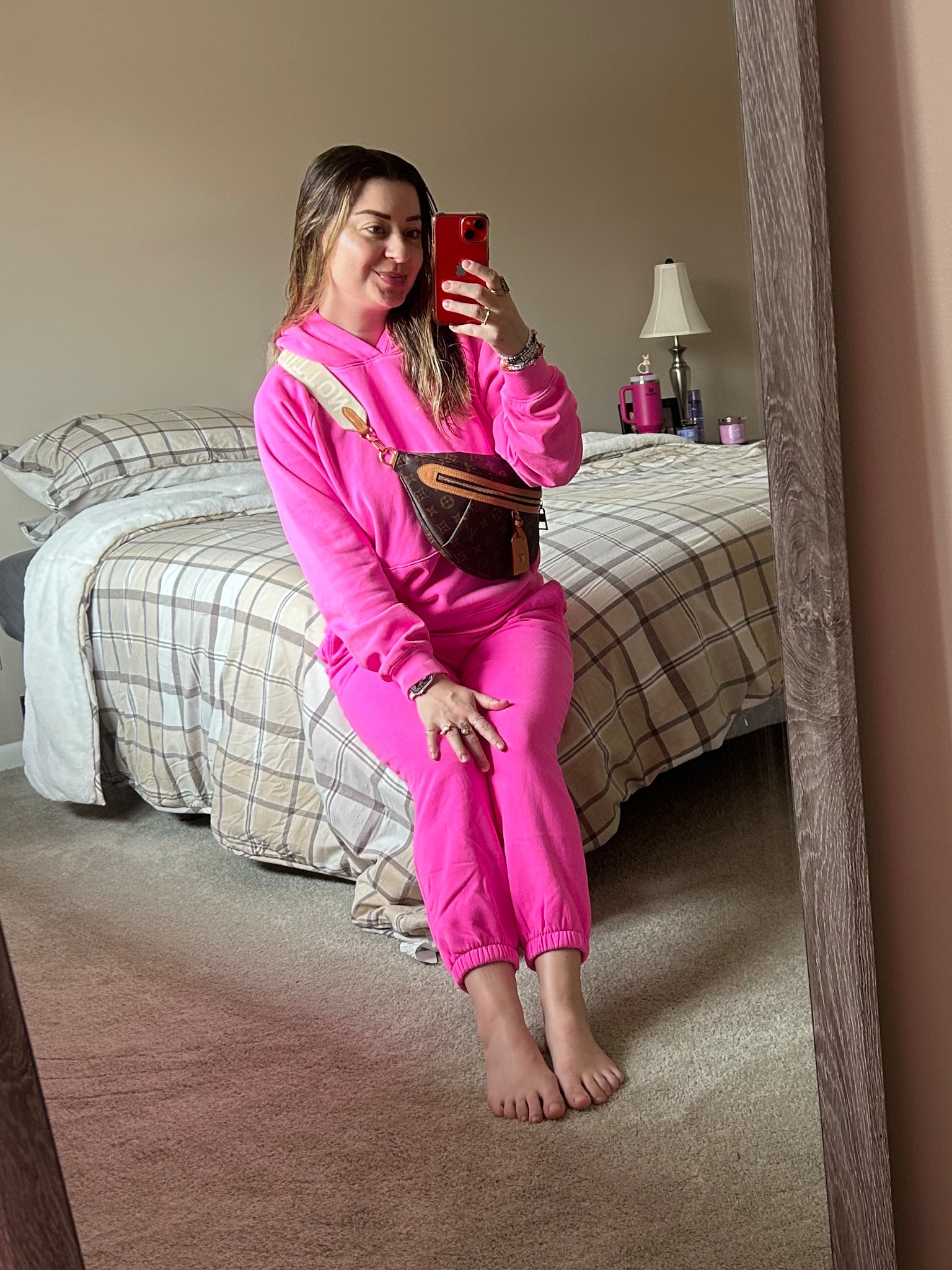 Matching sweatsuit outfit in standout pink. Hoodie and joggers, comfy travel outfit, everyday look, casual style

#LTKTravel #LTKFindsUnder100 #LTKActive