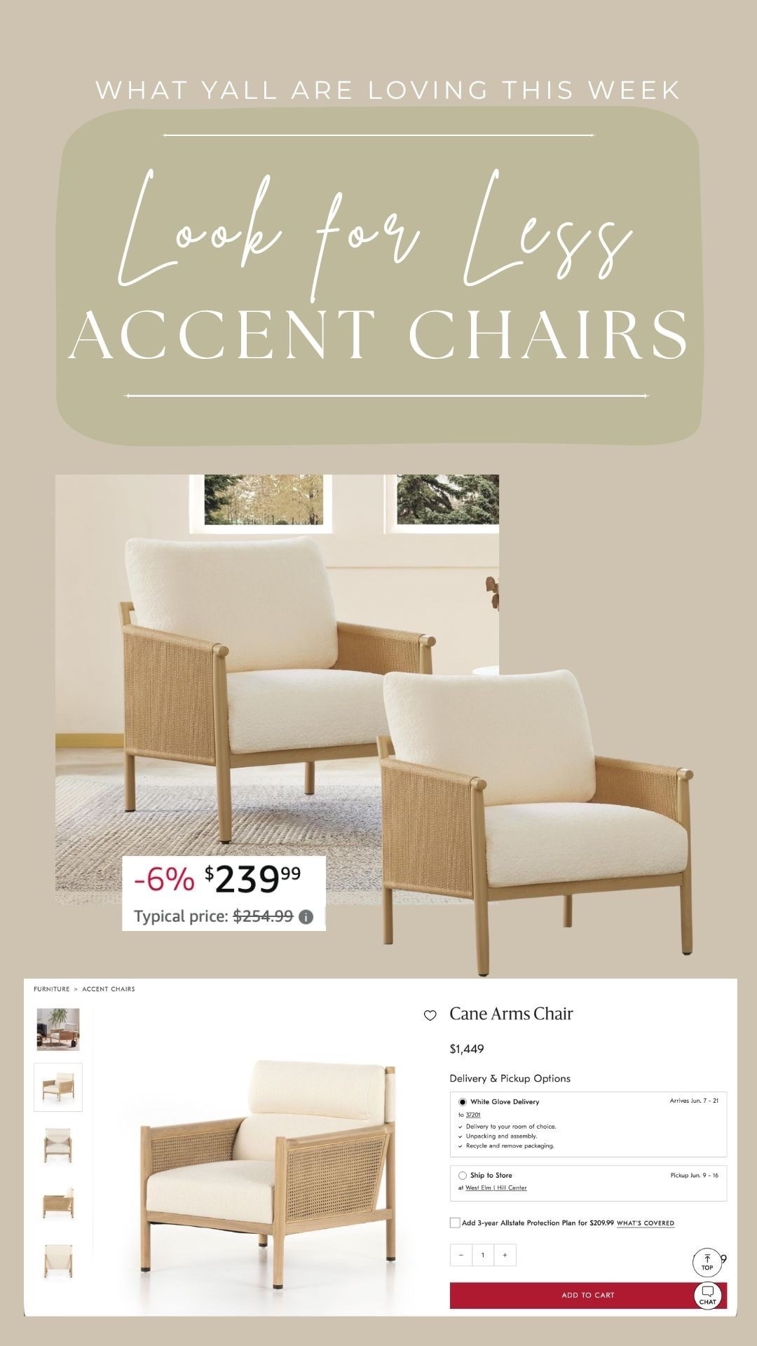 Accent chair that look so luxe✨ Absolutely love changing these out to refresh my space in any room!



accent chair, furniture finds, amazon finds, walmart finds, look for less, home refresh, home decor, decor refresh, living room furniture 

 

#LTKOver40 #LTKHome