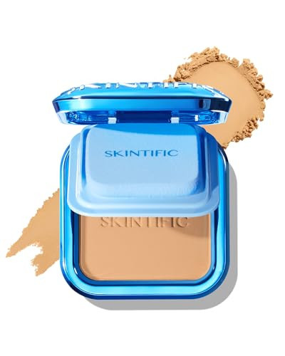 SKINTIFIC Ultra Cover Powder Foundation, Full Coverage Matte Finish, One-Swipe Flawless Pressed Powder with Oil Control, Lightweight & Long-Lasting, Pore-Blurring for Oily Skin (04 Beige) | Amazon (US)
