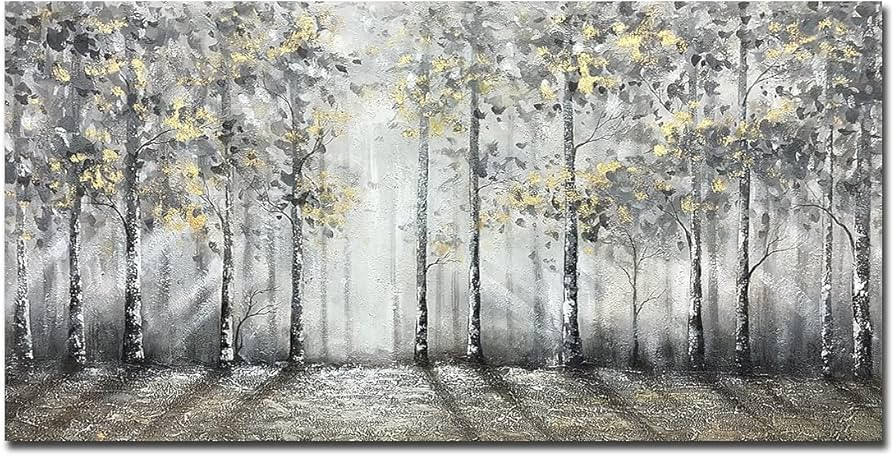V-inspire art, 24x48 Inch Modern Impressionist Tree art 100% Hand Painted Canvas Wall art Oil Pai... | Amazon (US)