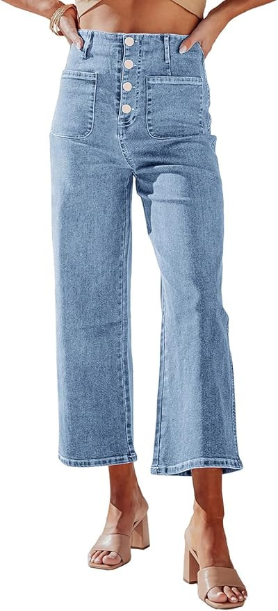 Sidefeel High Waisted Wide Leg Jeans Zimbaplatinum Straight Leg Jeans, Loose | Amazon (US)