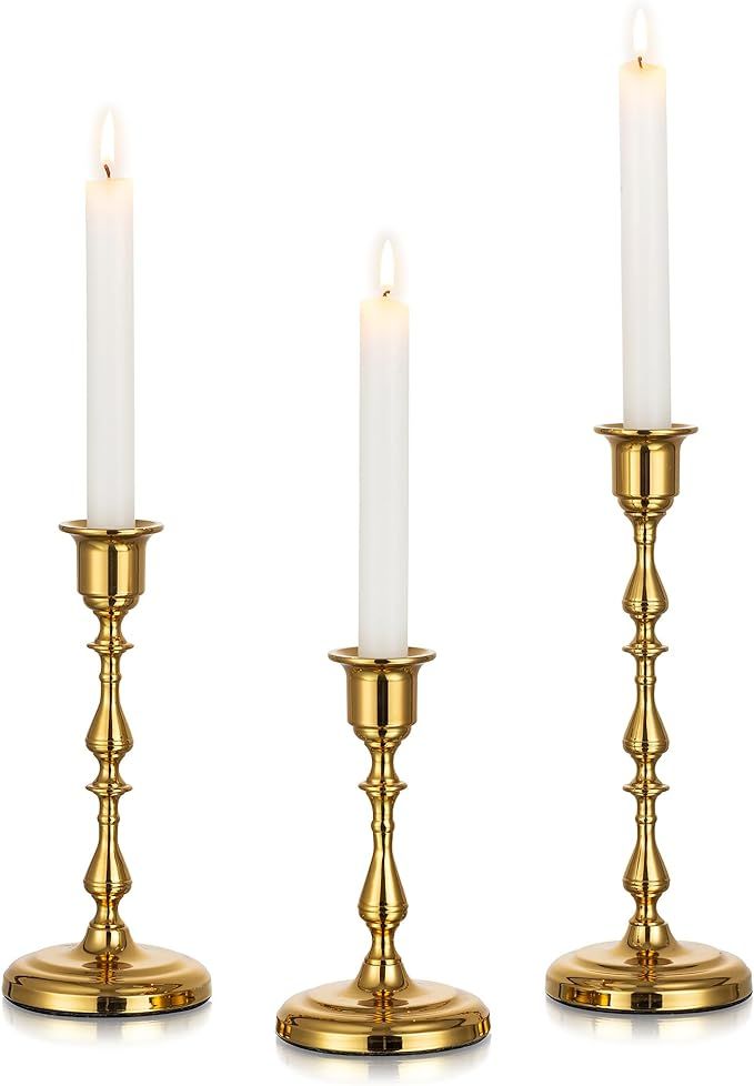 Inweder Brass Candlestick Holders, No Installation Required Candle Sticks Long Holder, Vintage Ta... | Amazon (US)
