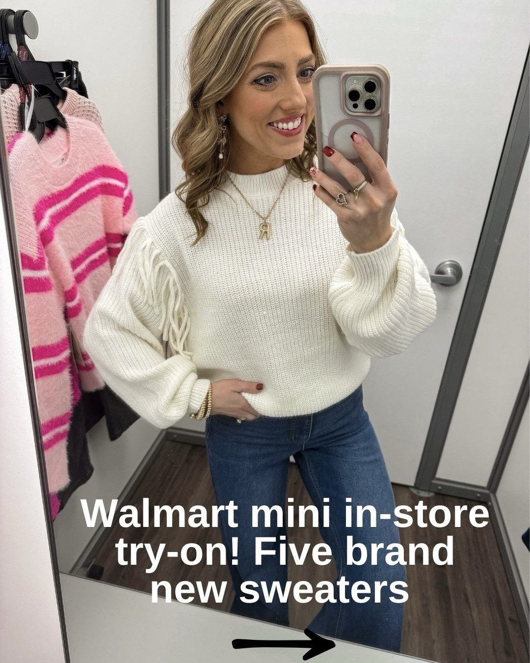Walmart fashion in-store try-on today and WOW 🤍✨ I found five brand new sweaters you’re going to love. From cozy textures to fun details (like this fringe sleeve sweater!), Walmart is killing it with new arrivals right now. All affordable, all amazing quality, and all linked in LTK for easy shopping.

Almost ALL of these are under $20 🥳

#WalmartFashion #WalmartTryOn #WalmartFinds #WinterSweaters #AffordableFashion #InStoreFinds #LTKfashion #LTKwinter #TryOnHaul #CozyOutfits #EverydayStyle #HolidayOutfitInspo
