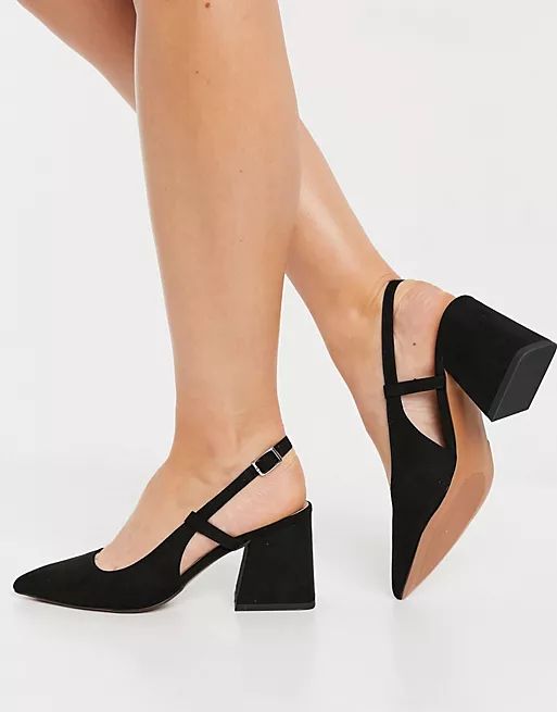 ASOS DESIGN Sydney slingback mid heels in black | ASOS (Global)