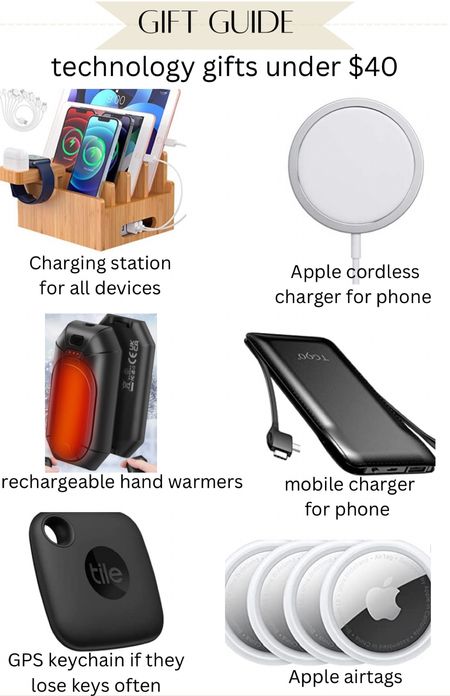 These are awesome technology gifts under $40, perfect for men or women on your list. These wireless chargers and mobile chargers are always a hit, I love the idea of rechargeable handwarmers, and of course the AirTags and GPS keychain for someone that loses their keys are an awesome idea #ltkholiday #ltkfamily #ltksalealert

#LTKmens #LTKGiftGuide #LTKSeasonal