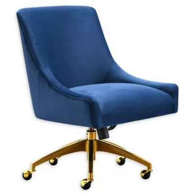Tov Furniture™ Velvet Swivel Beatrix Office Chair in Navy | Bed Bath & Beyond