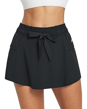 BALEAF 13'' Tennis Skirts for Women High Smocked Waistband Golf Skorts Skirts for Women Zipper Po... | Amazon (US)