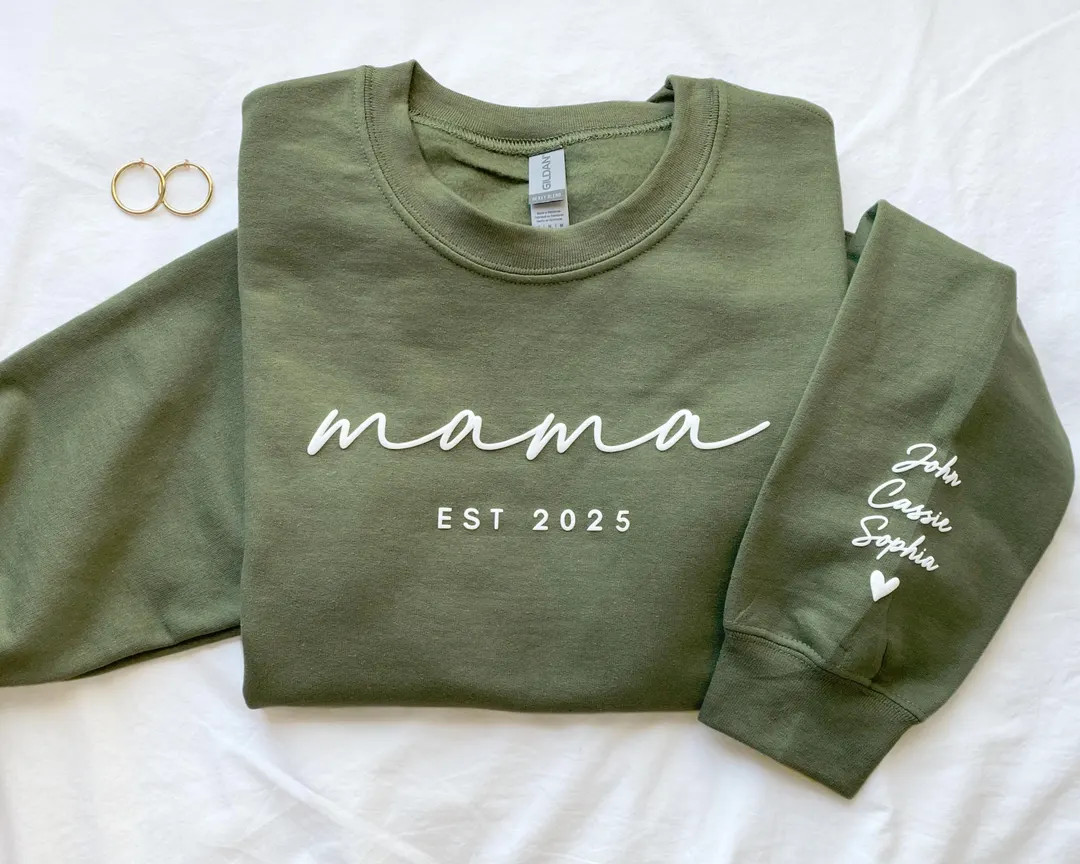 Personalized Mama Est Sweatshirt With Kid Names on Sleeve, Mothers Day Gift, Birthday Gift for Mo... | Etsy (Global)
