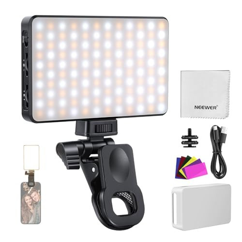 NEEWER Basics LED Selfie Phone Light Compatible with iPhone Camera Laptop Computer Webcam for Video Conference Lighting Recording Zoom Call, 2500-9000K CRI95+ Dimmable Clip On Fill Light, BL120B | Amazon (US)