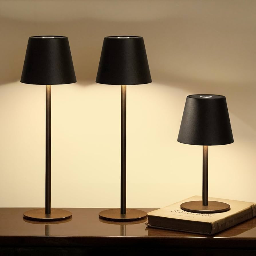3 Pack Cordless Table Lamp, Portable Battery Operated Lamp with 3 Color Temps and Stepless Dimmin... | Amazon (US)