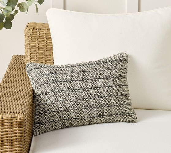 Reeve Textured Woven Outdoor Lumbar Pillow | Pottery Barn (US)