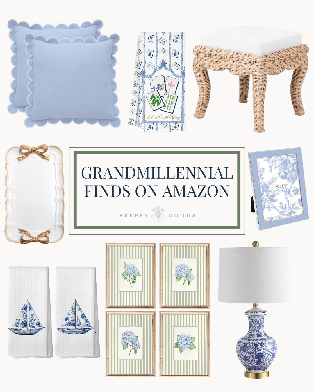 Grandmillennial decor that looks timeless, charming, and collected ✨ Blue and white accents, scalloped details, bamboo frames, rattan textures… Amazon has SO many beautiful finds lately 🤍 

 #LTKdayinmylife #LTKSeasonal #LTKHome