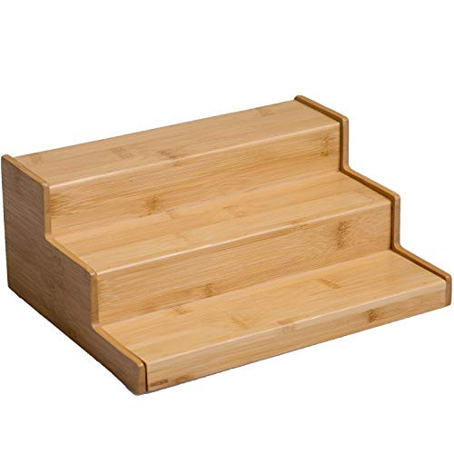 Lipper International 8807 Bamboo Wood Expandable 3-Tier Step Shelf Kitchen Organizer, 12" x 7-7/8" x | Amazon (US)