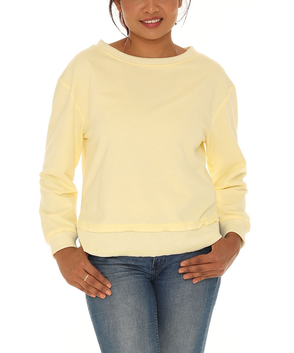 Shoreline Women's Sweatshirts and Hoodies YELLOW - Yellow Crewneck Sweatshirt - Women & Plus | Zulily