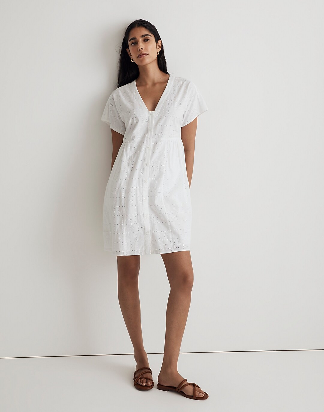 Button-Front V-Neck Mini Dress | Madewell