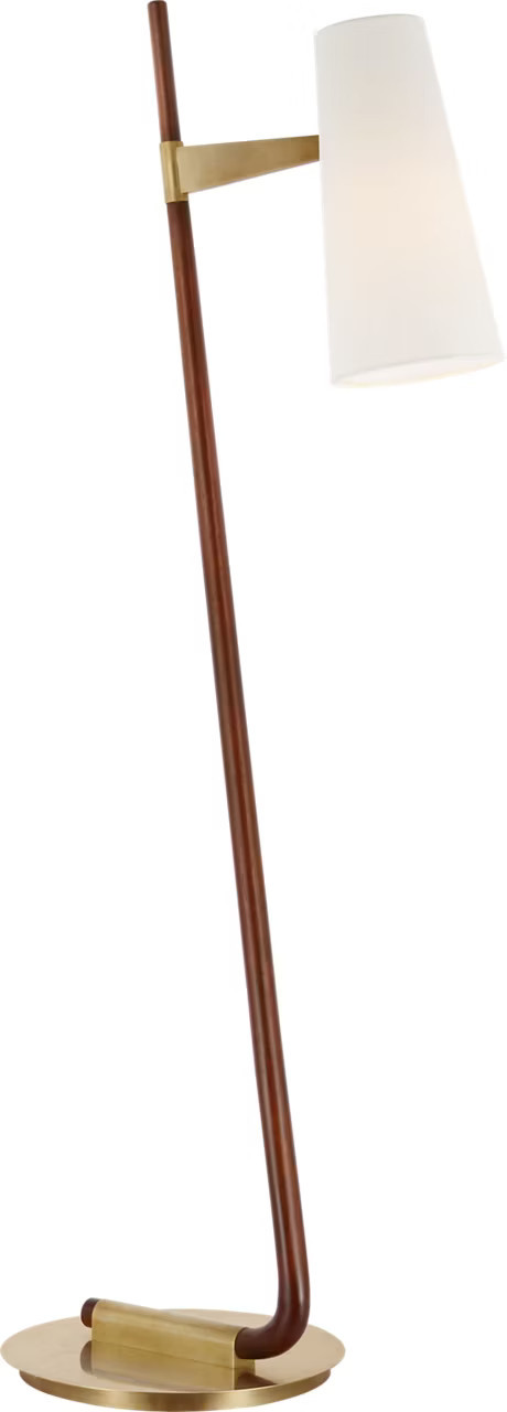 Katia Floor Lamp in Mahogany and Hand-Rubbed Antique Brass with Linen ShadeVisual Comfort | Visual Comfort