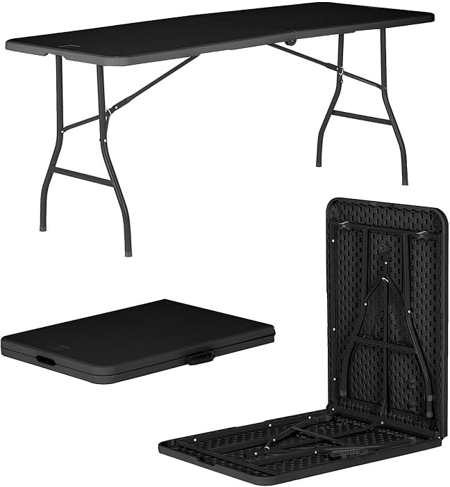 Harbour Housewares Rectangle Folding Trestle Table - 180cm (1.8m) (6ft) - Black - Outdoor Folding... | Amazon (UK)