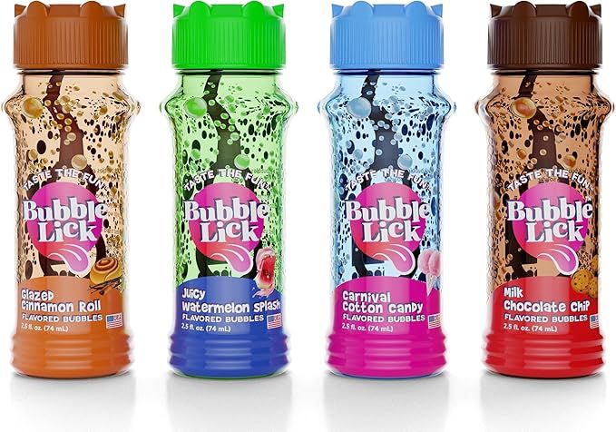 Amazon.com: BubbleLick Premium Natural Flavored Bubble Solution, Multi Flavor Party 4 Pack, Creat... | Amazon (US)