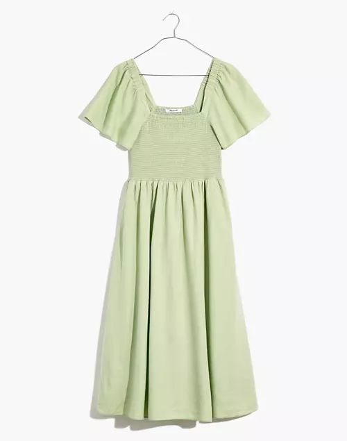 Plus Linen-Blend Lucie Smocked Midi Dress | Madewell