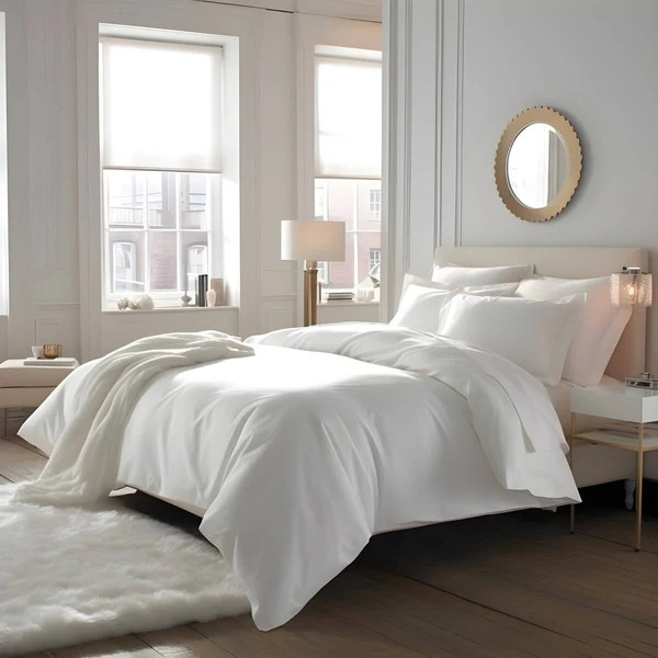 Egyptian Cotton Sateen Luxury Duvet Cover, 2 EXTRA FREE Pillowcases and 40cm Deep Fitted Sheet Se... | Hampton and Astley